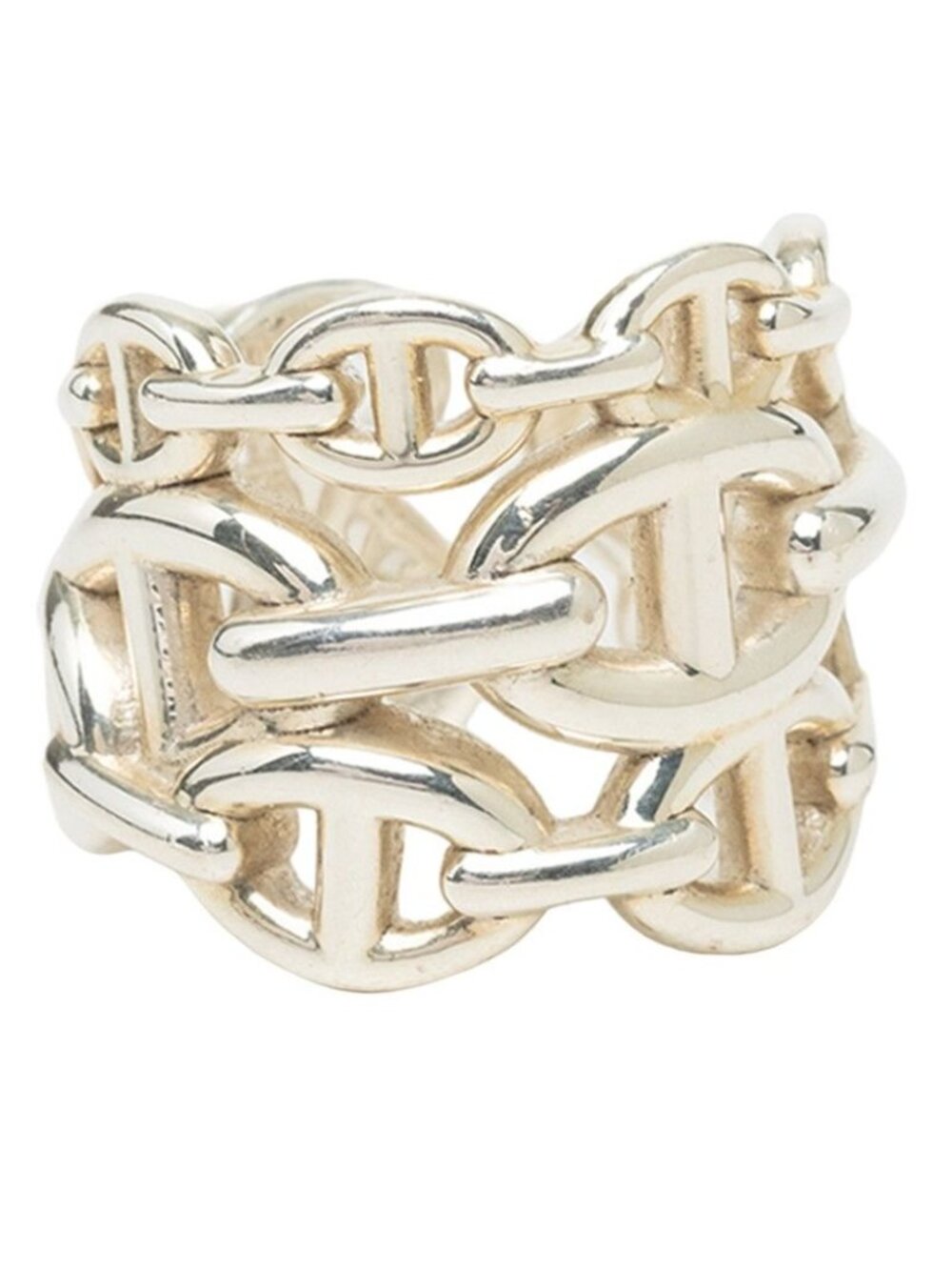 Hermes Chaine D'ancre Enchainee GM Ring 52 Silver